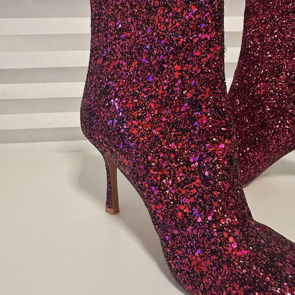 NY & Company Ankle Logan Bootie Pink Glitter Pointed Toe Stiletto Heel Sz 10 Y2K - Picture 8 of 13